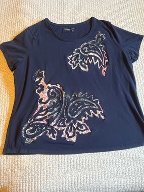 Coldwater Creek Navy T-shirt Blouse
